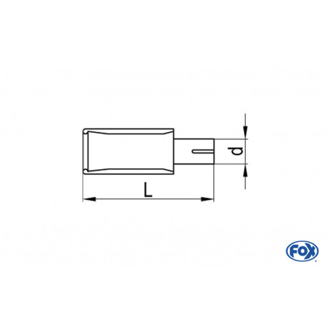 Anschraubendrohr Typ 70 mit Schelle einfach - 78x75mm Eckig eingerollt / abgeschrägt / ohne Absorber - L_ (mm) und d_ (mm innen)