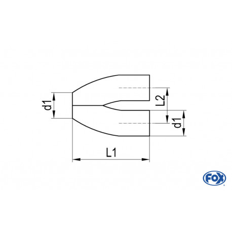 Y-Adapter für Endrohre 45mm - Lochabstand: 80mm d1 45mm - L1: 170 - L2: 80mm