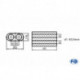 Uni-Schalldämpfer oval zweiflutig - Abwicklung 650 262x116mm, d1Ø 63.5 mm, Länge: 420mm mit perforierten Rohr Variante 2