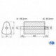 Uni-Schalldämpfer Dreieckig mit Stutzen - Abwicklung 725 191x252mm, d1Ø 88,9mm außen/ d2Ø 88,9mm innen - Länge: 420mm