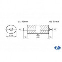 Uni-Schalldämpfer rund mit Kammer + Stutzen - Abw. 626 Ø 198mm, d1Ø 55mm (außen) d2Ø 55,5mm (innen), Länge: 420mm
