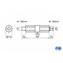 Uni-Schalldämpfer rund mit Kammer + Stutzen - Abw. 355 Ø 114mm, d1Ø 80mm (außen), d2Ø 80mm (innen), Länge: 420mm
