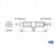 Uni-Schalldämpfer rund mit Kammer + Stutzen - Abw. 390 Ø 125mm, d1Ø 63.5 mm (außen), d2Ø 63.5 mm (innen), Länge: 420mm