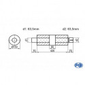Uni-Schalldämpfer rund mit Kammer + Stutzen - Abw. 466 Ø 150mm, d1Ø 63.5 mm (außen), d2Ø 63.5 mm (innen), Länge: 420mm