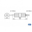 Uni-Schalldämpfer rund mit Kammer + Stutzen - Abw. 556 Ø 176mm, d1Ø 45mm (außen), d2Ø 45mm (innen), Länge: 420mm