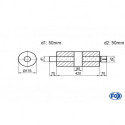 Uni-Schalldämpfer rund mit Kammer + Stutzen - Abw. 556 Ø 176mm, d1Ø 50mm (außen), d2Ø 50mm (innen), Länge: 420mm