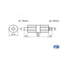 Uni-Schalldämpfer rund mit Kammer + Stutzen - Abw. 556 Ø 176mm, d1Ø 55mm (außen), d2Ø 55mm (innen), Länge: 420mm