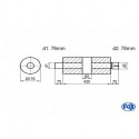 Uni-Schalldämpfer rund mit Kammer + Stutzen - Abw. 556 Ø 176mm, d1Ø 76mm (außen), d2Ø 76mm (innen), Länge: 420mm