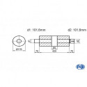 Uni-Schalldämpfer rund mit Kammer + Stutzen - Abw. 556 Ø 176mm, d1Ø 101,6mm (außen), d2Ø 101,6mm (innen), Länge: 420mm