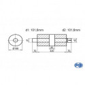 Uni-Schalldämpfer rund mit Kammer + Stutzen - Abw. 626 Ø 198mm, d1Ø 101mm (außen) d2Ø 101mm (innen) , Länge: 420mm