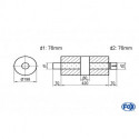 Uni-Schalldämpfer rund mit Kammer + Stutzen - Abw. 626 Ø 198mm, d1Ø 76mm (außen) d2Ø 76mm (innen), Länge: 420mm