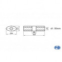 Uni-Schalldämpfer Oval ohne Stutzen mit Kammer - Abw. 525 204x117mm, d1Ø 55mm (außen), Länge: 420mm