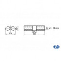 Uni-Schalldämpfer Oval ohne Stutzen mit Kammer - Abw. 525 204x117mm, d1Ø 76mm (außen), Länge: 420mm