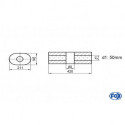 Uni-Schalldämpfer Oval ohne Stutzen mit Kammer - Abw. 585 211x145mm, d1Ø 50mm (außen), Länge: 420mm