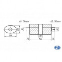 Uni-Schalldämpfer oval mit Kammer + Stutzen - Abw. 618 236x150, d1Ø 50mm (außen) d2Ø 50mm (innen), Länge: 420mm