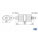Uni-Schalldämpfer oval mit Kammer + Stutzen - Abw. 618 236x150, d1Ø 76mm (außen) d2Ø 76mm (innen), Länge: 420mm