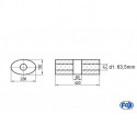 Uni-Schalldämpfer oval ohne Stutzen mit Kammer - Abw. 618 236x150mm, d1Ø 63.5 mm, Länge: 420mm