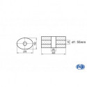 Uni-Schalldämpfer oval ohne Stutzen mit Kammer - Abw. 754 278x192mm, d1Ø 55mm, Länge: 420mm