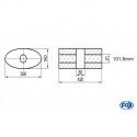 Uni-Schalldämpfer oval ohne Stutzen mit Kammer - Abw. 818 356x160mm, d1Ø 101,6mm, Länge: 420mm