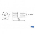 Uni-Schalldämpfer trapez ohne Stutzen mit Kammer - Abw. 644 220x161mm, d1Ø 76mm, Länge: 420mm