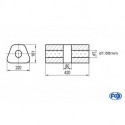 Uni-Schalldämpfer trapez ohne Stutzen mit Kammer - Abw. 644 220x161mm, d1Ø 80mm, Länge: 420mm