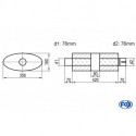 Uni-Schalldämpfer oval mit Kammer + Stutzen - Abw. 818 356x160mm, d1Ø 76mm (außen), d2Ø 76mm (innen), Länge: 420mm