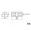 Uni-Schalldämpfer trapez ohne Stutzen mit Kammer - Abw. 644 220x161mm, d1Ø 50mm, Länge: 420mm