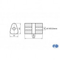 Uni-Schalldämpfer dreieck ohne Stutzen mit Kammer - Abw. 725 191x252mm, d1Ø 63.5 mm, Länge: 420mm