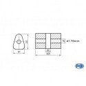Uni-Schalldämpfer dreieck ohne Stutzen mit Kammer - Abw. 725 191x252mm, d1Ø 70mm, Länge: 420mm