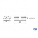 Uni-Schalldämpfer trapez ohne Stutzen mit Kammer - Abw. 711 245x175mm, d1Ø 76mm, Länge: 420mm