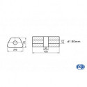 Uni-Schalldämpfer trapez ohne Stutzen mit Kammer - Abw. 711 245x175mm, d1Ø 80mm, Länge: 420mm