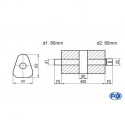 Uni-Schalldämpfer dreieck mit Kammer + Stutzen - Abw. 725 191x252mm, d1Ø 80mm (außen), d2Ø 80mm (innen), Länge: 420mm