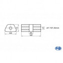 Uni-Schalldämpfer trapez ohne Stutzen mit Kammer - Abw. 711 245x175mm, d1Ø 101,6mm, Länge: 420mm