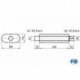 Uni-Schalldämpfer oval mit Stutzen - Abwicklung 650 262x116mm, d1Ø 63.5 mm d2Ø 64mm, Länge: 420mm