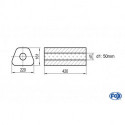 Uni-Schalldämpfer Trapezoid ohne Stutzen - Abwicklung 644 220x161mm, d1Ø 50mm, Länge: 420mm