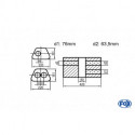 Uni-Schalldämpfer Trapezoid zweiflutig mit Kammer - Abw. 644 220x161mm, d1Ø 76mm d2Ø 63.5 mm, Länge: 420mm - Variante 1