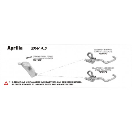 Arrow Racing Krümmer Edelstahl für Arrow Endtopf APRILIA SX-V 4.5 72125PD