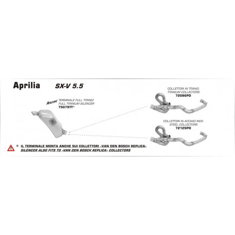 Arrow Endschalldämpfer Racing Under Seat Titan APRILIA SX-V 5.5 75079TT