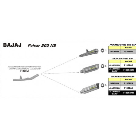 Arrow Endschalldämpfer Thunder Aluminium mit Carbon Endkappe BAJAJ Pulsar 200 NS 71308AK