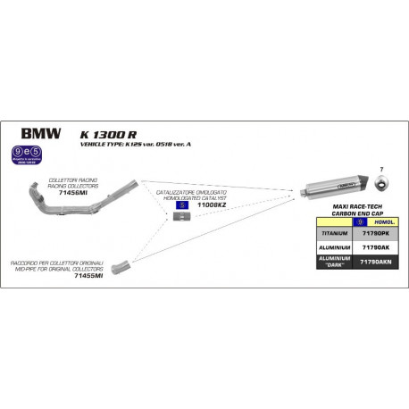 Arrow Endschalldämpfer Maxi Race-Tech Aluminium Dark mit Carbonendkappe BMW K 1300 R 71790AKN