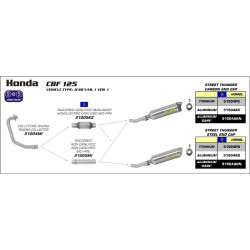 Arrow Endschalldämpfer Street Thunder Aluminium mit Carbonendkappe HONDA CBF 125 51504AK