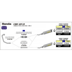 Arrow Endschalldämpfer Street Thunder Aluminium Dark Edelstahl-Endkappe HONDA CBR 125 R 51506AON