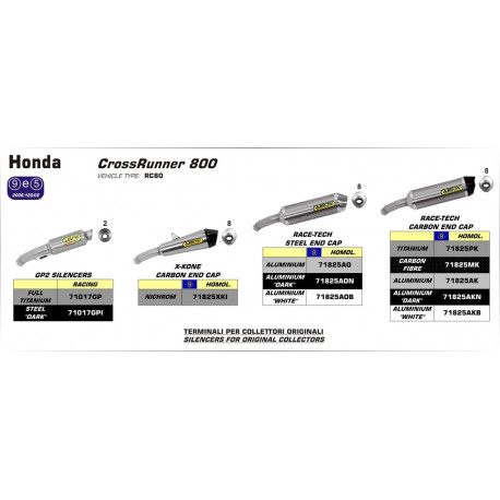 Arrow Endschalldämpfer Race-Tech Carbon Carbon Endkappe HONDA CROSSRUNNER 800 71825MK