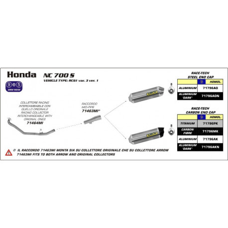 Arrow Verbindungsrohr HONDA NC 700 D INTEGRA 71463MI