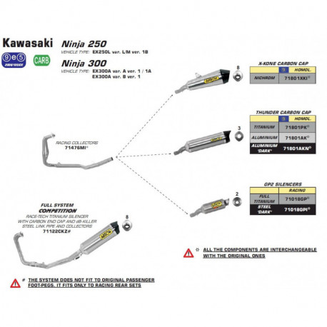 Arrow Endschalldämpfer X-Kone Edelstahl mit Carbonendkappe KAWASAKI NINJA 250 71801XKI