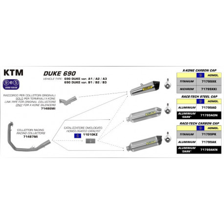 Arrow Verbindungsrohr für Original Krümmer nur Endschalldämpfer X-Kone KTM DUKE 690 71486MI