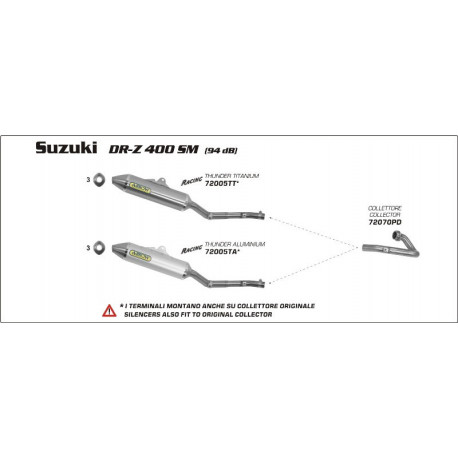 Racing Krümmer Edelstahl SUZUKI DR-Z 400 SM 72070PD