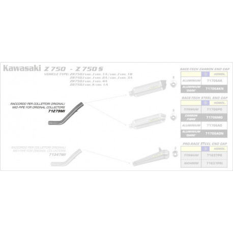 Arrow Verbindungsrohr niedrig für Originalkrümmer KAWASAKI Z 750 71279MI