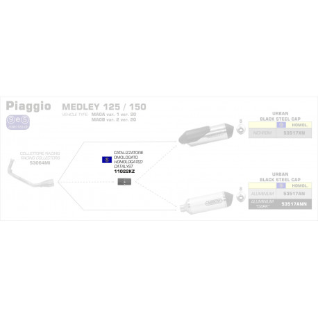 Einschubkatalysator für Endschalldämpfer Durchmesser 54 mm Euro 4 Norm PIAGGIO Medley 150 11022KZ