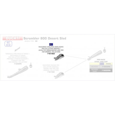 Arrow Vorschalldämpfer mit Kat DUCATI Scrambler 800 Desert Sled 71673KZ